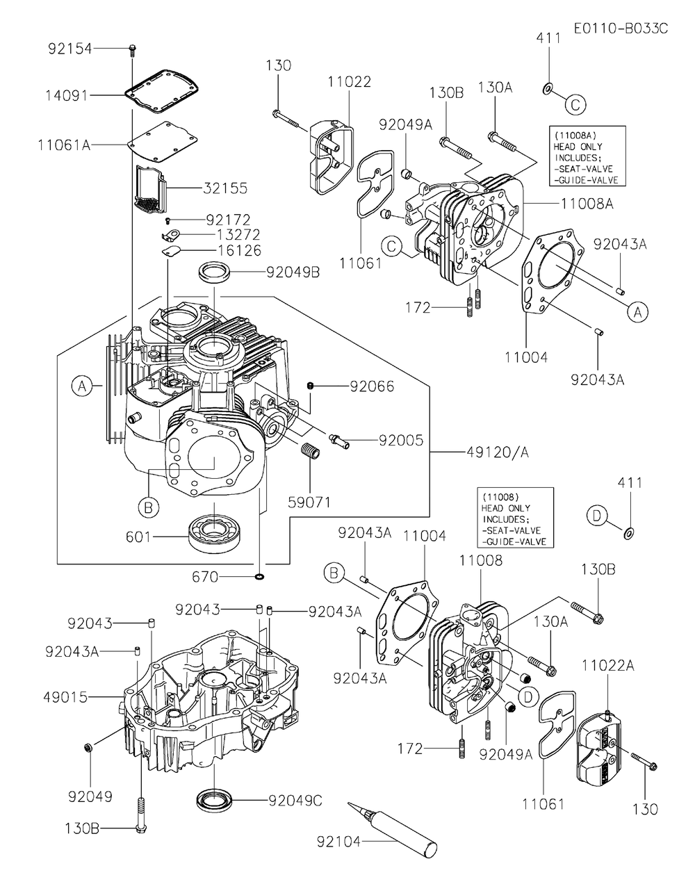 Fx801v-Gs15 Cylinder And Crankcase Diagram and Parts List for FX801V-GS15  Cub Cadet Engine